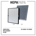 Hitachi EP-A3000 / EP-A5000 Compatible Hepa + Activated Carbon Replacement filter [Free Alcohol Swab] [HEPAPAPA]