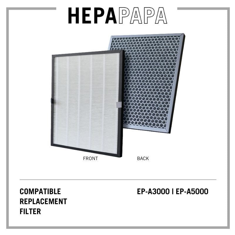 Hitachi EP-A3000 / EP-A5000 Compatible Hepa + Activated Carbon Replacement filter [Free Alcohol Swab] [HEPAPAPA]