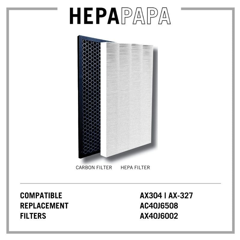 Samsung AX034* AX40J6508 AX40J6002 AX-347 Compatible HEPA & Carbon Filters [HEPAPAPA] [Free Alcohol Swabs]