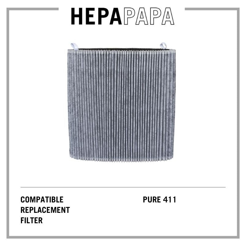 Blueair Blue Pure 411 Compatible Replacement Filter with Activated Carbon to Remove Odours & Harmful Gases [HEPAPAPA]