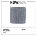 Blueair Blue Pure 411 Compatible Replacement Filter with Activated Carbon to Remove Odours & Harmful Gases [HEPAPAPA]