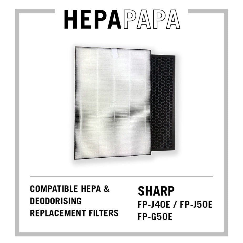 Sharp FP-G50E / FP-J40E / FP-J50E Compatible Replacement Filters. Compatible for Filter Models: FZ-F50HFE & FZ-F50DFE