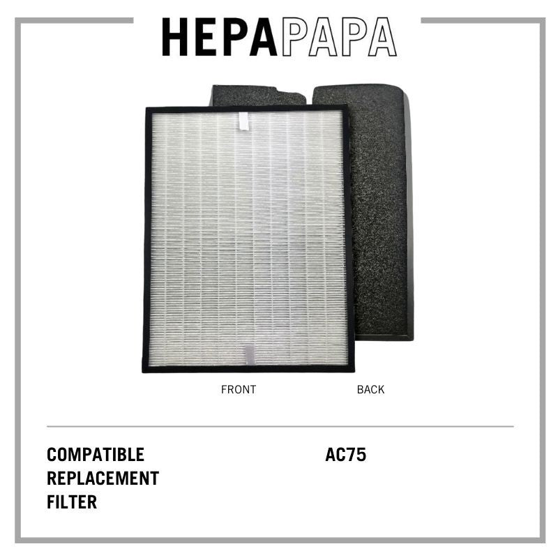 Delonghi AC75 Compatible Replacement Filter [Free Alcohol Swabs] [HEPAPAPA]