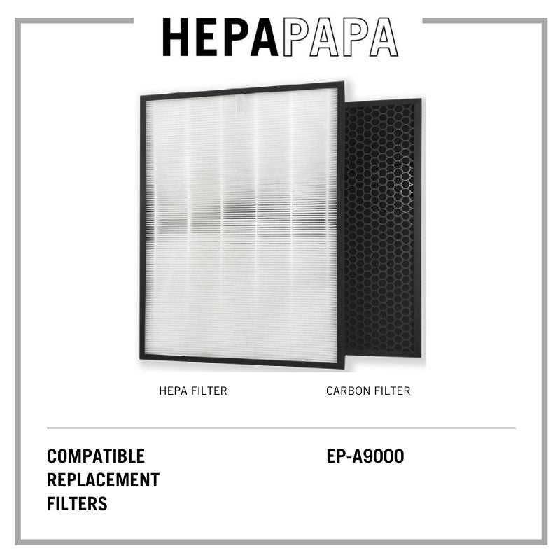 Hitachi EP-A9000 Compatible HEPA and Activated Carbon Filters [Free Alcohol Swabs] [HEPAPAPA]