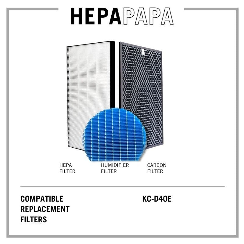 Sharp KC-D40E (HEPA+Carbon+Humidifier filter) (FZ-D40HFE/FZ-D40DFE/FZ-A60MFE) Compatible Filters [Free Alcohol Swab]