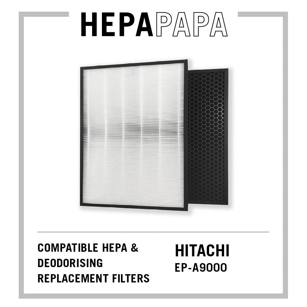 Hitachi EP-A9000 Compatible HEPA and Activated Carbon Filters [Free Alcohol Swabs] [HEPAPAPA]