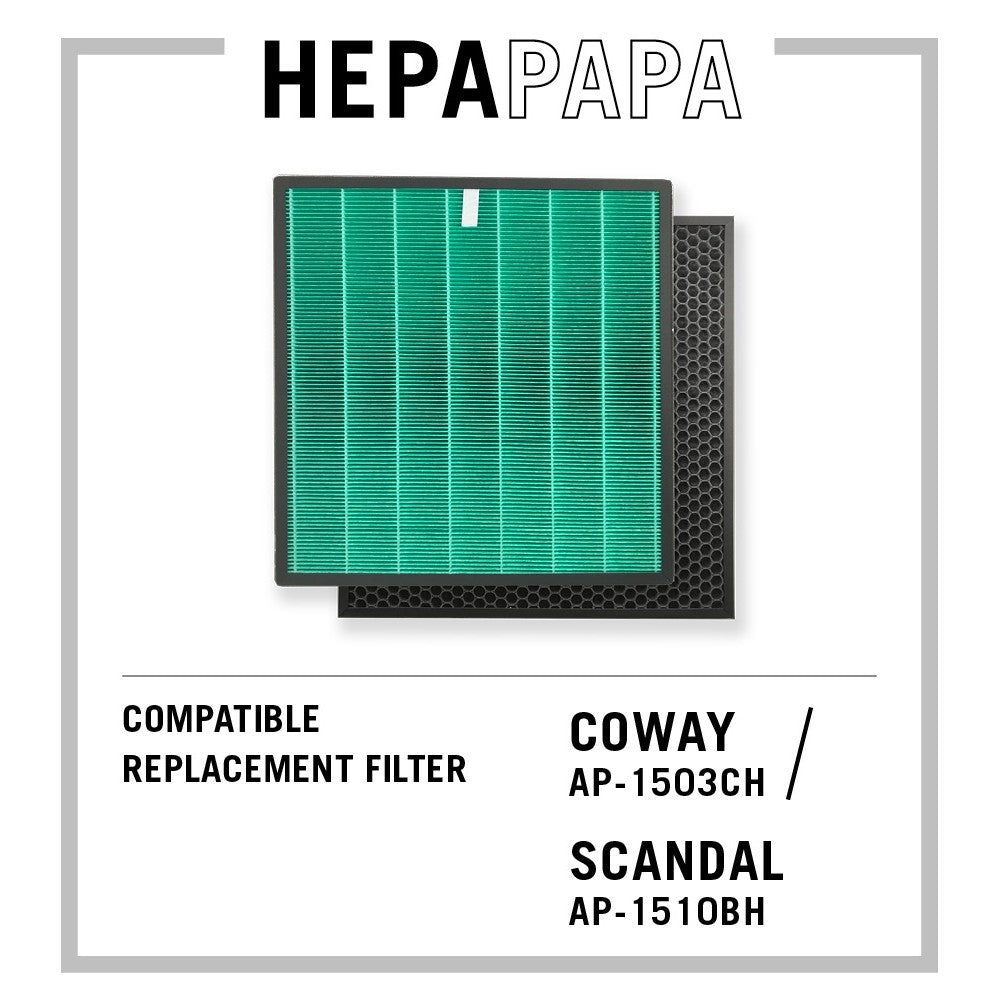 Coway AP-1503CH /  Scandal AP-1510BH Compatible Replacement Filters [HEPAPAPA] [Free Cleaning & Sanitisation Kit]