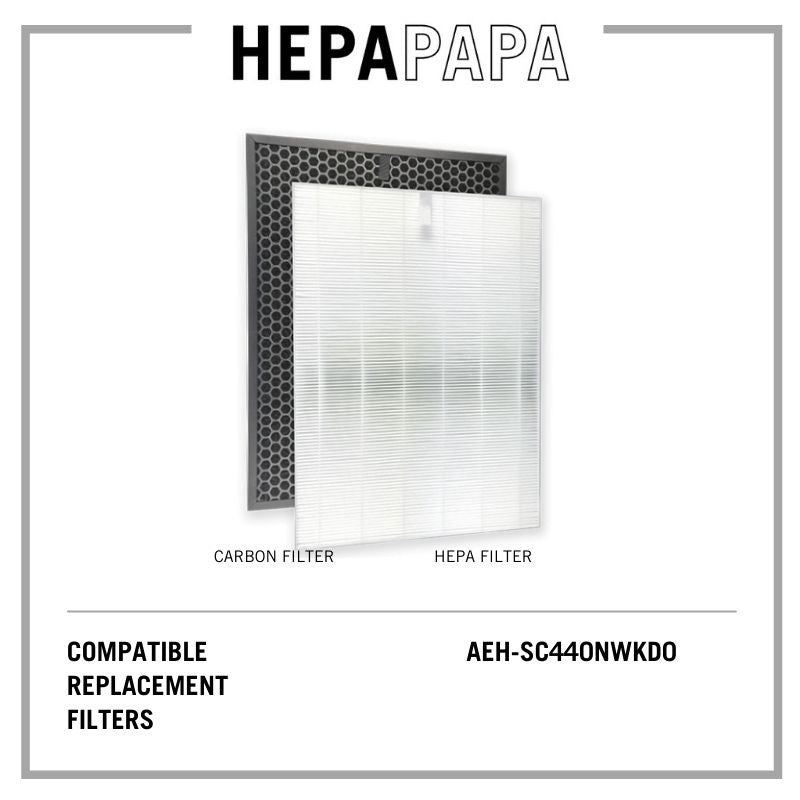 Winix AEH-SC440NWKD0 Compatible HEPA and Activated Carbon Filters   Compatible for Filter Model: CAE-HS440 [HEPAPAPA]