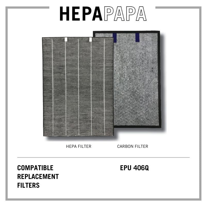 Europace EPU 406Q Compatible Carbon Coated HEPA Filter & Formaldehyde Filter [Free Alcohol Swabs] [HEPAPAPA]