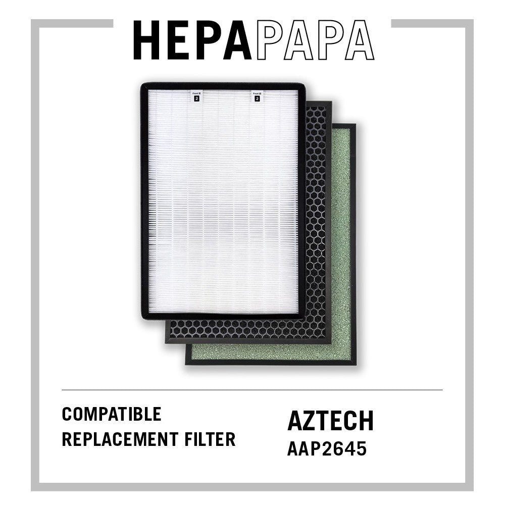 Aztech AAP2645 Compatible Filters for Aztech AAP2645 HEPA Filter, Activated Carbon & Anti-Bacterial Filter [HEPAPAPA]
