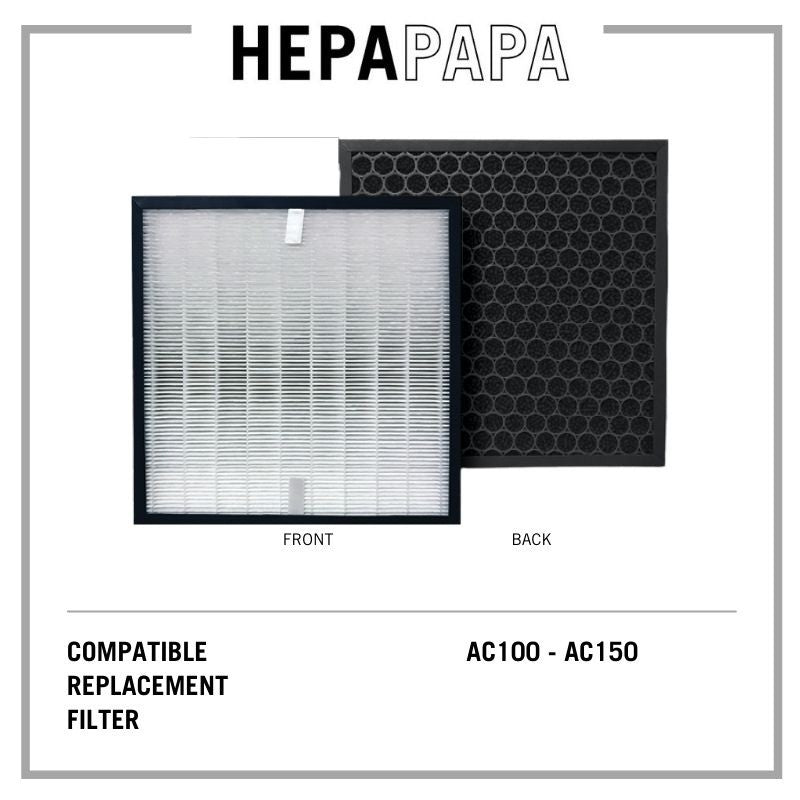 Delonghi AC100 - AC150 Compatible HEPA & Activated Carbon Filter [HEPAPAPA][7 Days Warranty][Free Alcohol Swab]