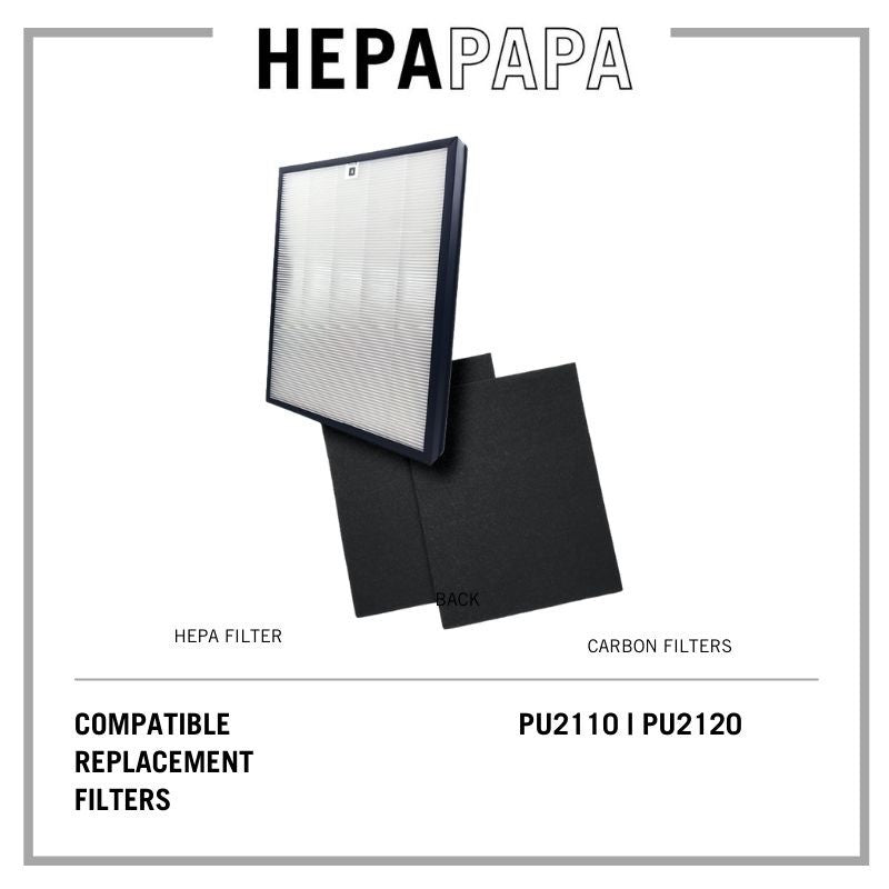 Rowenta PU2110 / PU2120 Compatible Replacement Filters [Free Alcohol Swabs] [HEPAPAPA]
