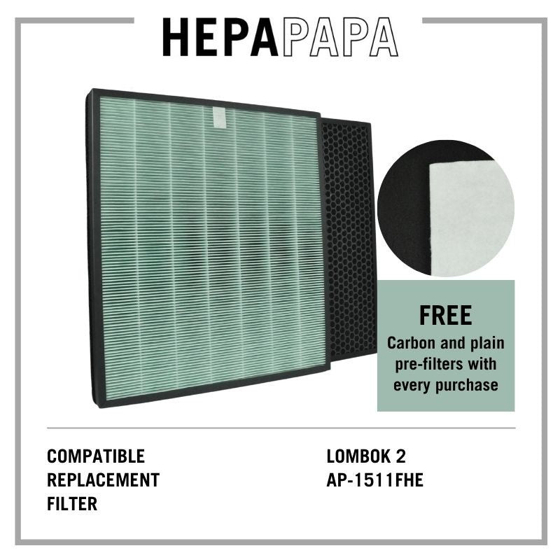 Coway Compatible Filters for Lombok 2 AP-1511FHE Compatible for Filter Models: AP-1503CH / AP-1510BH [HEPAPAPA]